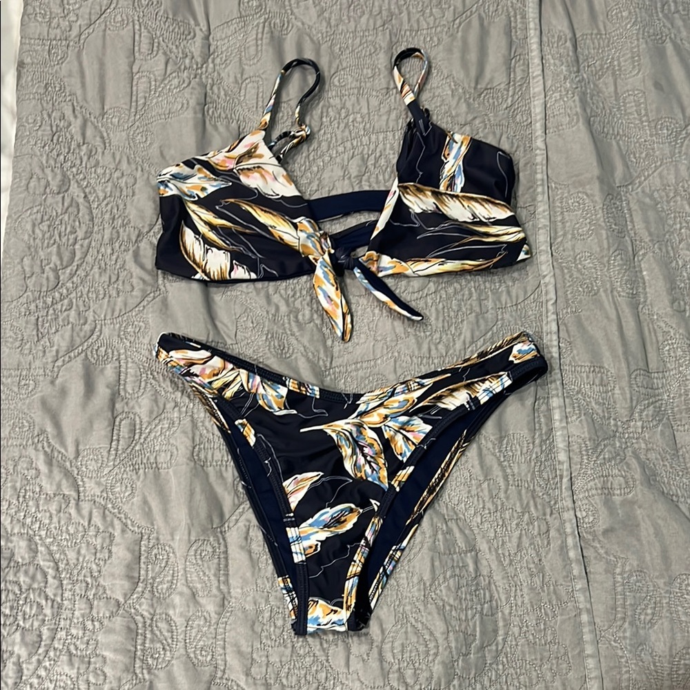 L*Space Blue and Yellow Bikini Set with Classic Cut